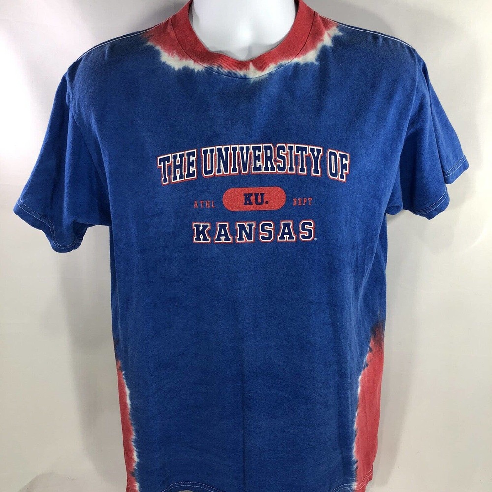 VTG Kansas University KU Jayhawks Tie Dye Short Sleeve T Shirt Late 90s 2000s M